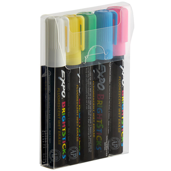 Expo 14075 Bright Sticks Wet-erase Fluorescent Marker Set Bullet Tip Assorted San14075 for sale online 