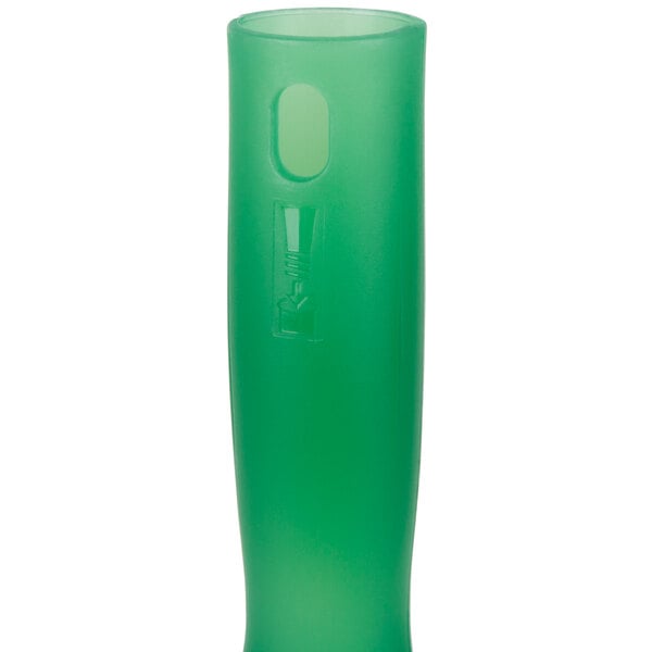 A green plastic Unger UnitecLite window squeegee with a rectangular window.