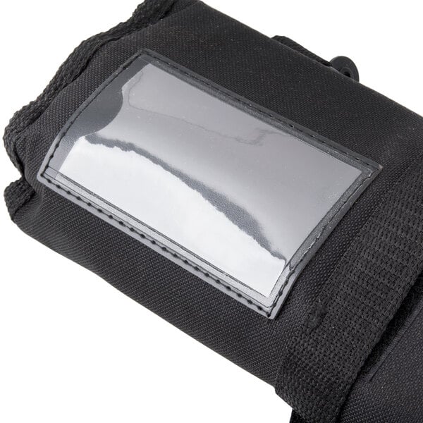 A black case with a white label on it containing Dexter-Russell SofGrip cutlery.