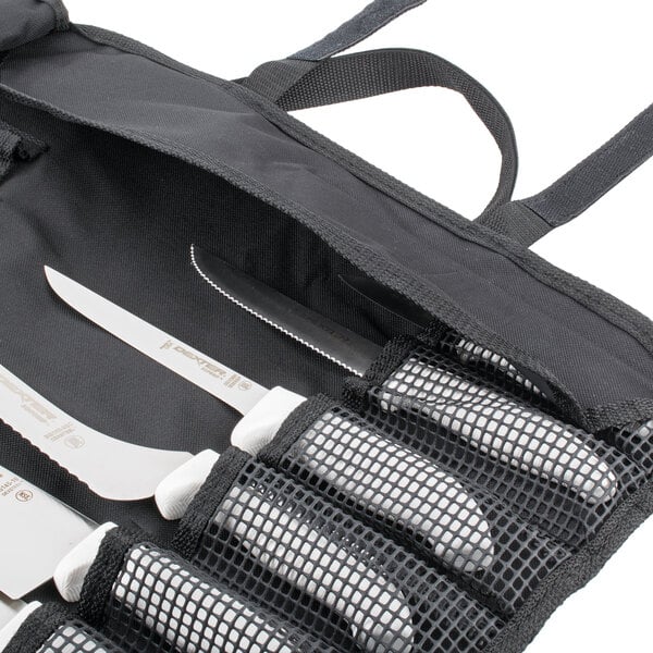 A Dexter-Russell SofGrip knife set in a pouch.