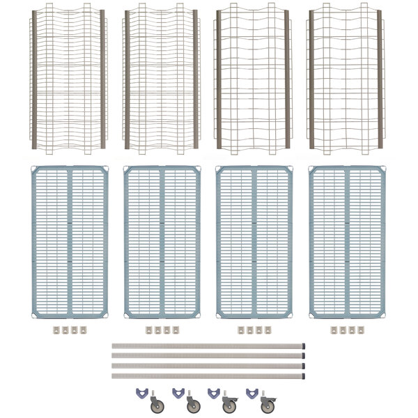 A MetroMax i drying rack shelf kit with posts and casters on a white background.