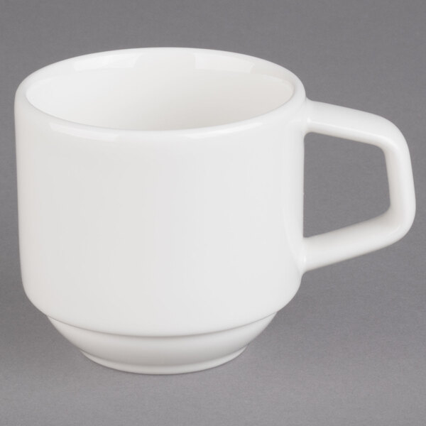 A Villeroy & Boch white porcelain cup with a handle.