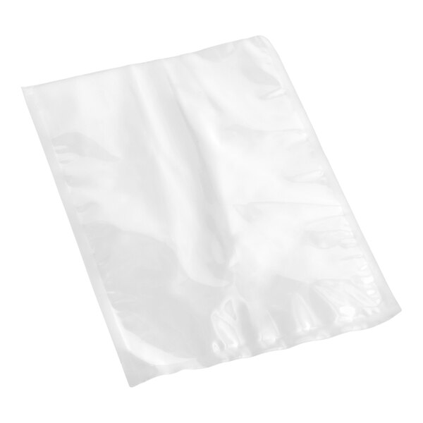 A clear, rectangular vacuum packaging pouch for food storage or sous vide cooking.