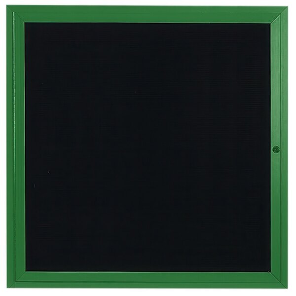 A green square bulletin board with a black border.