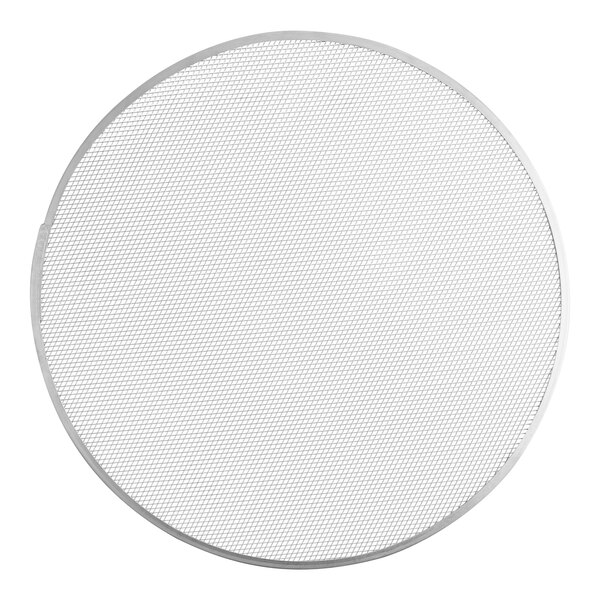 An American Metalcraft 28" heavy duty aluminum pizza screen with a metal mesh.