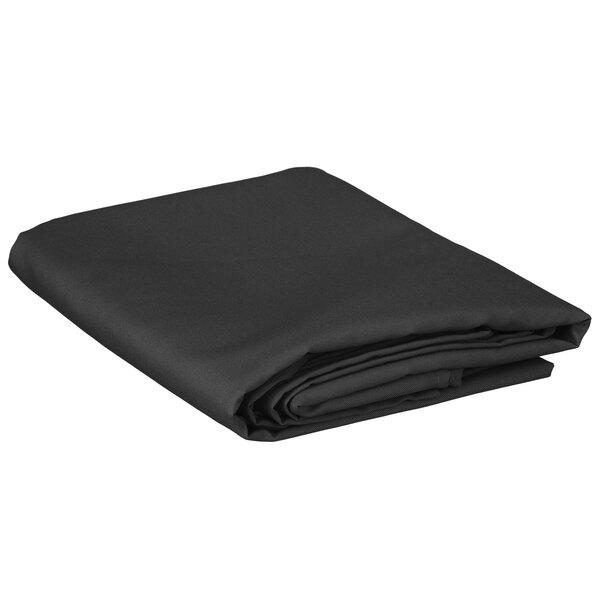 A folded black rectangular Intedge table cover.