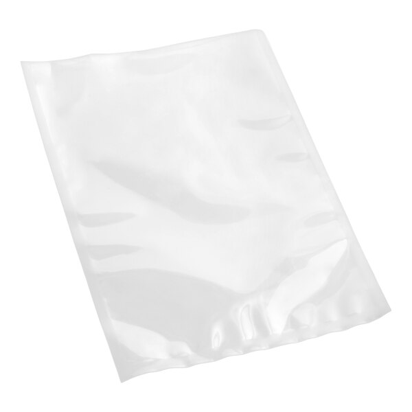 A clear, rectangular vacuum packaging pouch made of plastic.