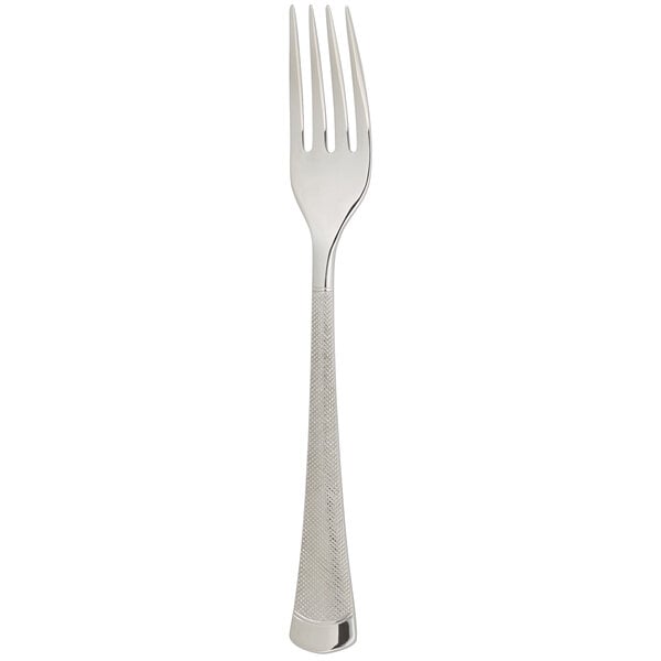 An Arcoroc stainless steel dinner fork with a silver handle.