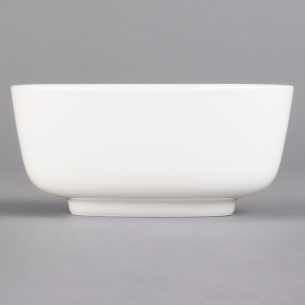A close-up of a white rectangular Villeroy & Boch porcelain bowl.