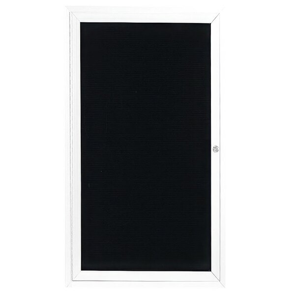 A white rectangular message center with a black letter board and white frame.