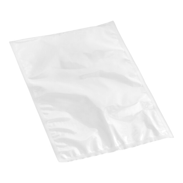 A clear, rectangular vacuum packaging pouch for food storage or sous vide cooking.