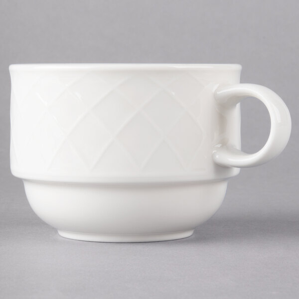 A Villeroy & Boch white porcelain cup with a handle.