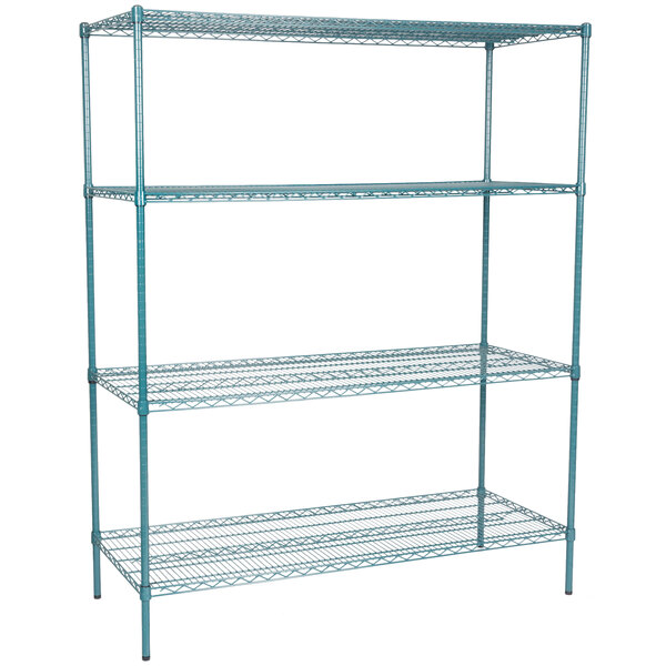 2 Shelves Commercial Green Epoxy Coated Wire Shelving 24 x 60 NSF 