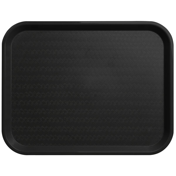 A black Carlisle plastic fast food tray.