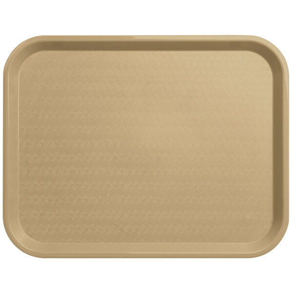A beige Carlisle rectangular fast food tray.