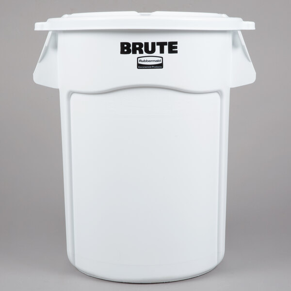 Brute 44 Gallon Round Vented Trash Can Garbage Bin Lid Waste Replacement WHITE 