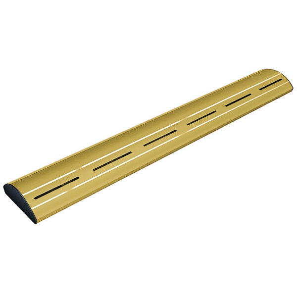 A long yellow metal beam with a gold finish.