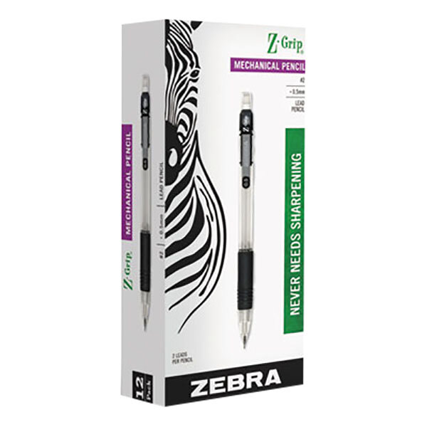 Zebra 52310 ZGrip Clear Barrel 0.5mm HB Lead 2 Mechanical Pencil 12