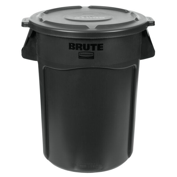 Rubbermaid BRUTE 44 Gallon Black Executive Trash Can and Lid