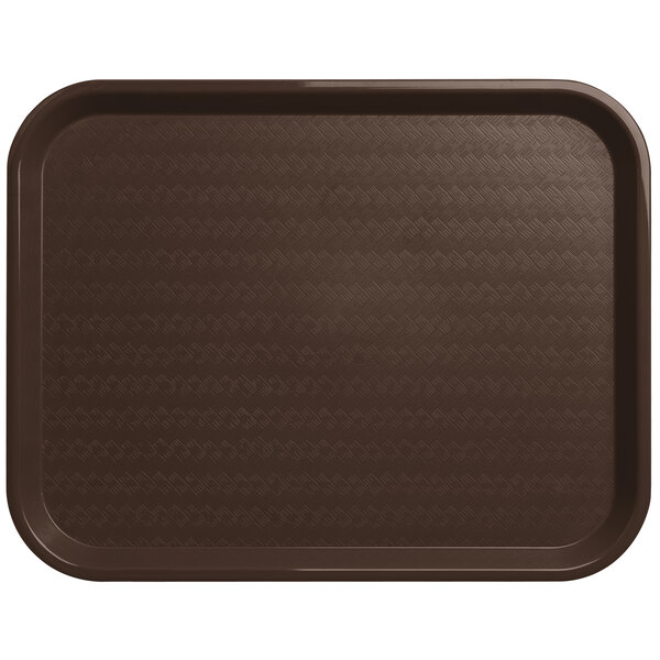 A Carlisle chocolate brown rectangular plastic fast food tray.