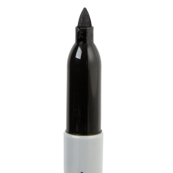 A black Sharpie marker with a white cap.