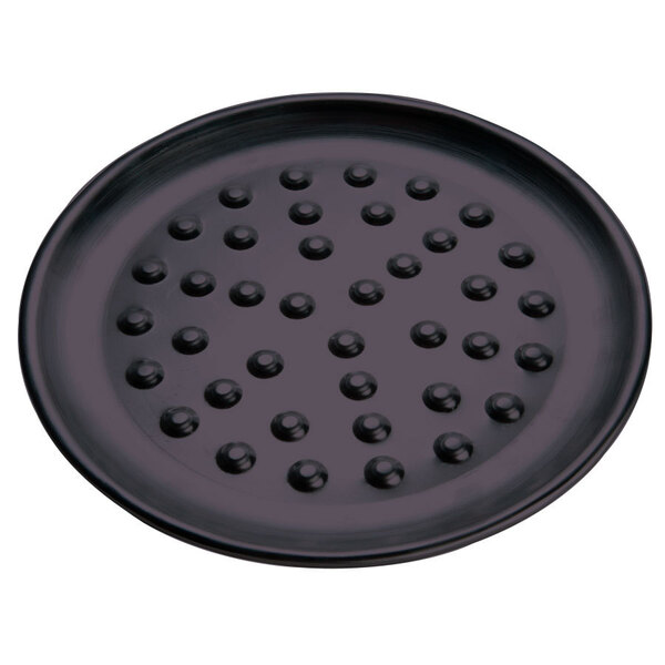 An American Metalcraft hard coat anodized aluminum pizza pan with nibs.