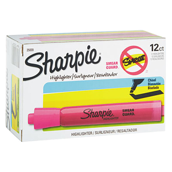 Sharpie 25009 Accent Pink Chisel Tip Tank Style Highlighter 12/Pack