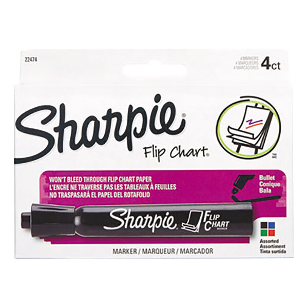 A package of Sharpie black flip chart markers.