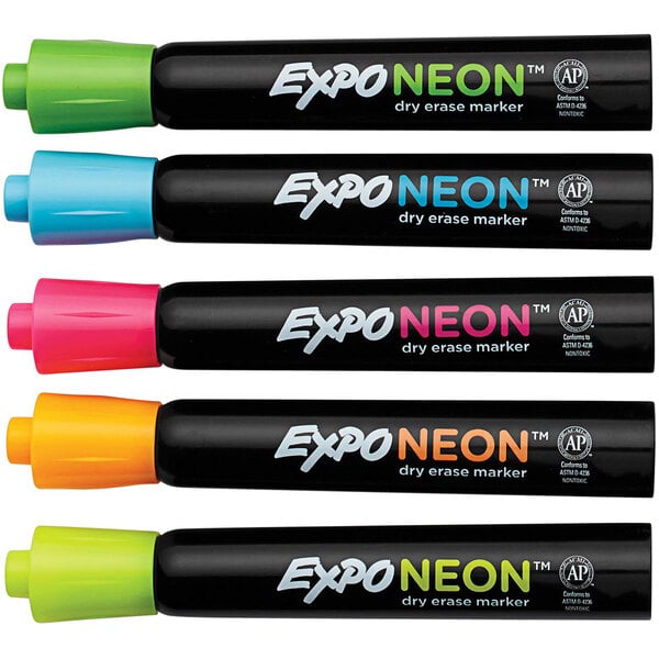NEW Dry-Erase Markers Bullet Tip Low-odor 4/PK Assorted Neon Colors 