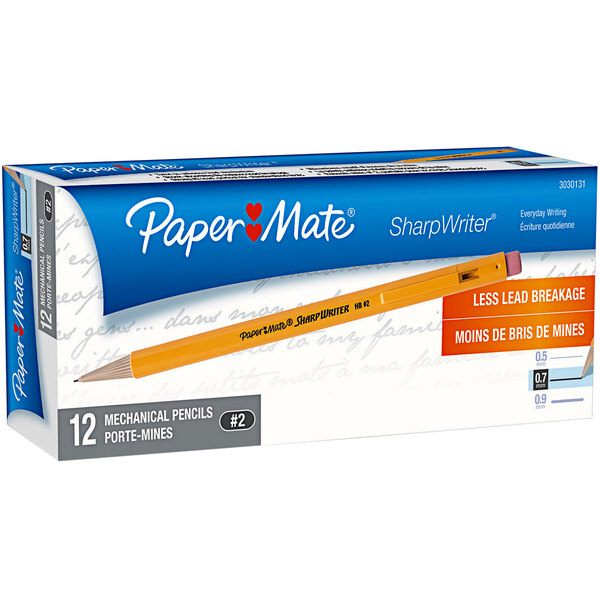 Paper Mate Sharpwriter Yellow Barrel 0 7mm Hb Lead 2 Mechanical Pencil 12 Pack