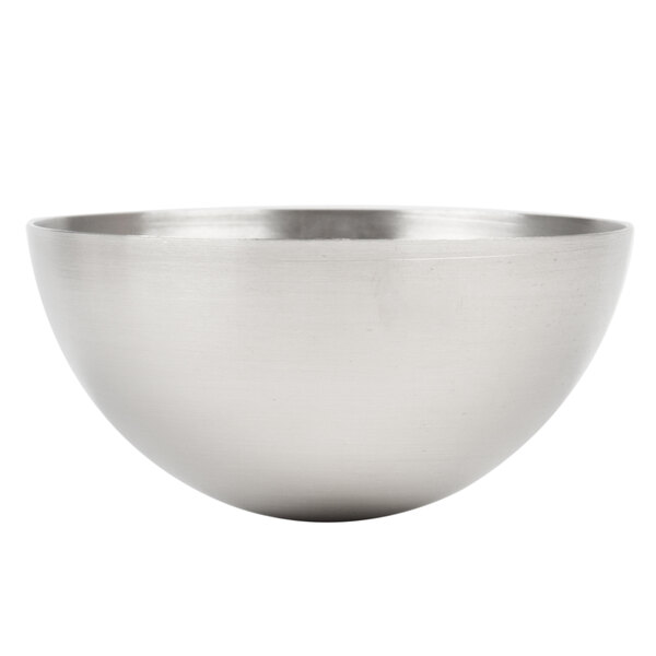 A silver hemisphere mold on a white background.