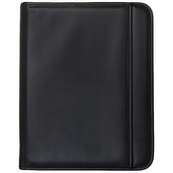 A black leather Samsill pad holder with a zipper.