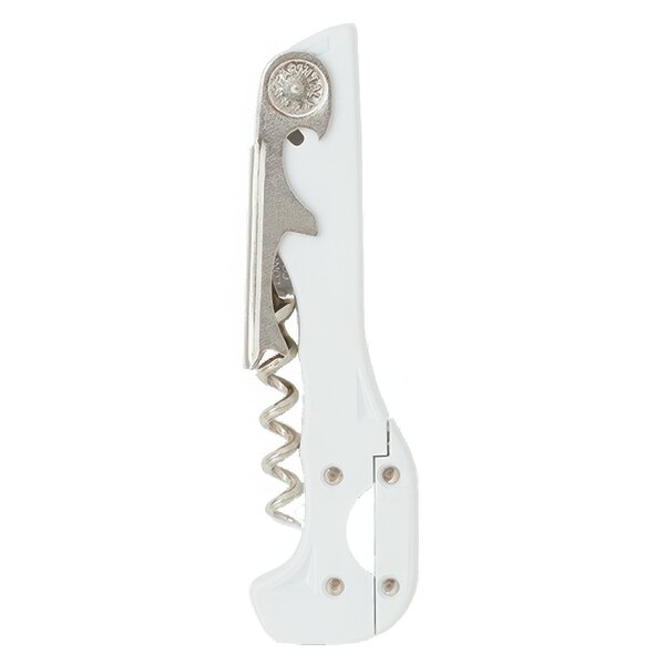 A Franmara white waiter's corkscrew with a silver boomerang handle.