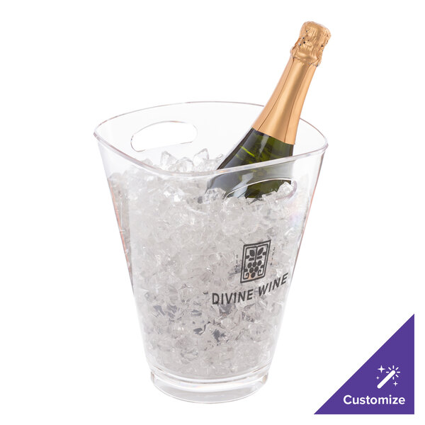 A Franmara single-bottle bucket filled with ice with a bottle of champagne inside.