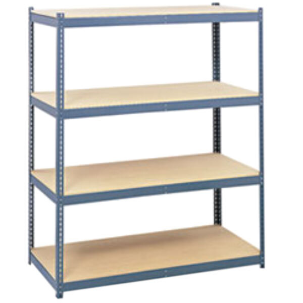 A Safco particle board shelf.