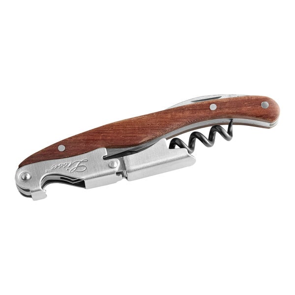 A Franmara Lisse waiter's corkscrew with a rosewood handle and metal blade.