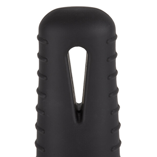 A black silicone handle holder with a hole in the end.