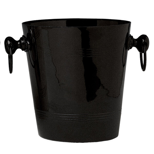 A black aluminum wine and champagne chiller with handles.