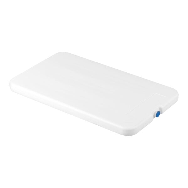 A rectangular white full size cold pack with a blue cap, designed for keeping items cool.