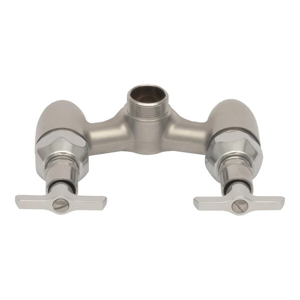 T&S 0RK1 Mixing Control Valve with Loose Handles, 1/2" NPT Bottom Inlets, and Swivel Outlet