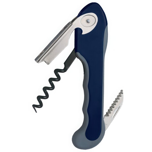 A Franmara Crescendo waiter's corkscrew with a blue handle.