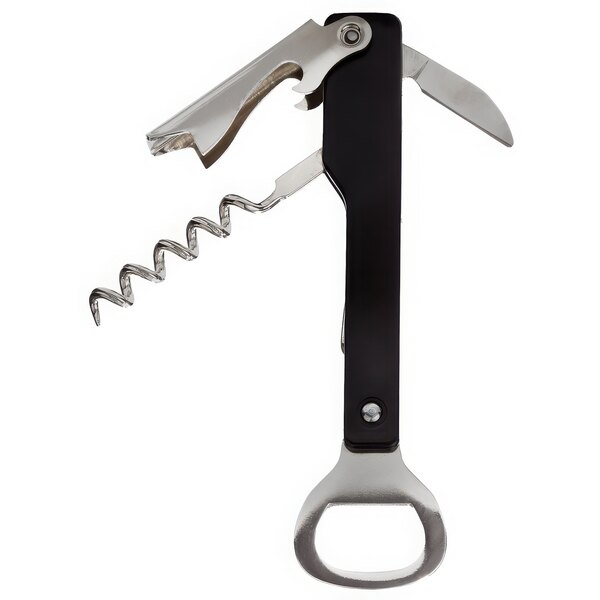 A black and silver Franmara Wine Steward's Corkscrew multi tool.