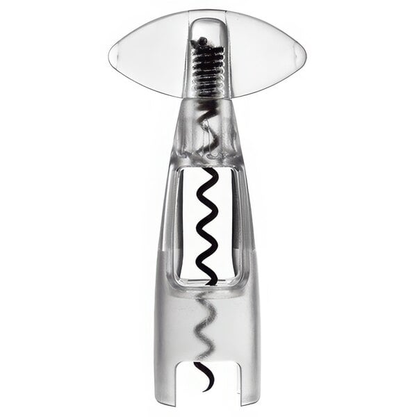A Franmara Magellan clear corkscrew with a black spiral.