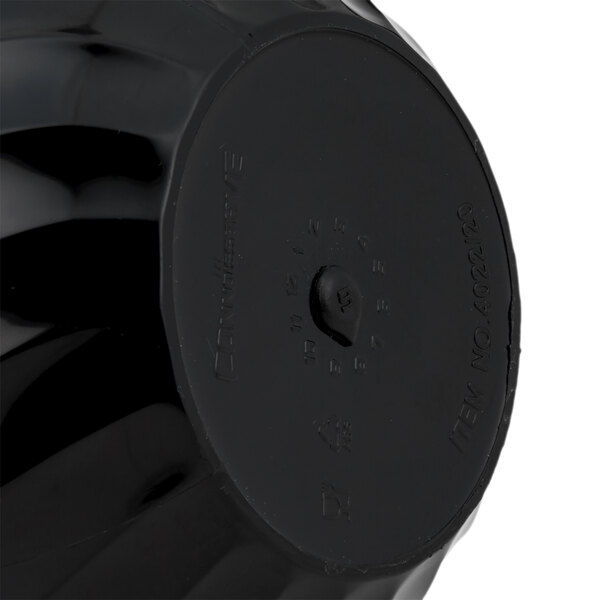 A black plastic Vollrath SwirlServe beverage container with a black lid.