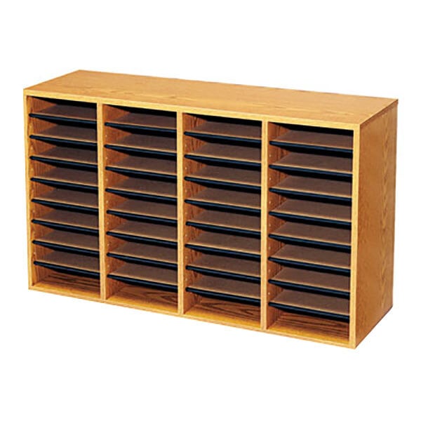 Safco 9424MO Medium Oak 36-Section Wood / Laminate File Organizer - 39 ...