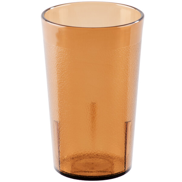 A brown Cambro plastic tumbler.