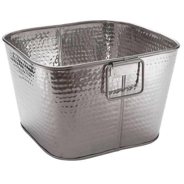 American Metalcraft Sth14 14 X 8 Hammered Stainless Steel Square Beverage Tub