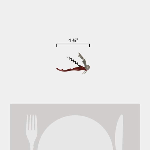 A Pulltap's Classic waiter's corkscrew with a red handle, knife, and fork.