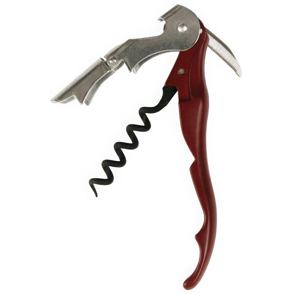 A Pulltap's Classic Waiter's Corkscrew with a red handle and silver accents.