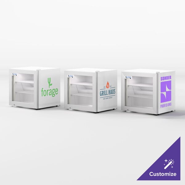 Avantco CFM2 White Customizable Countertop Display Freezer with Swing Door